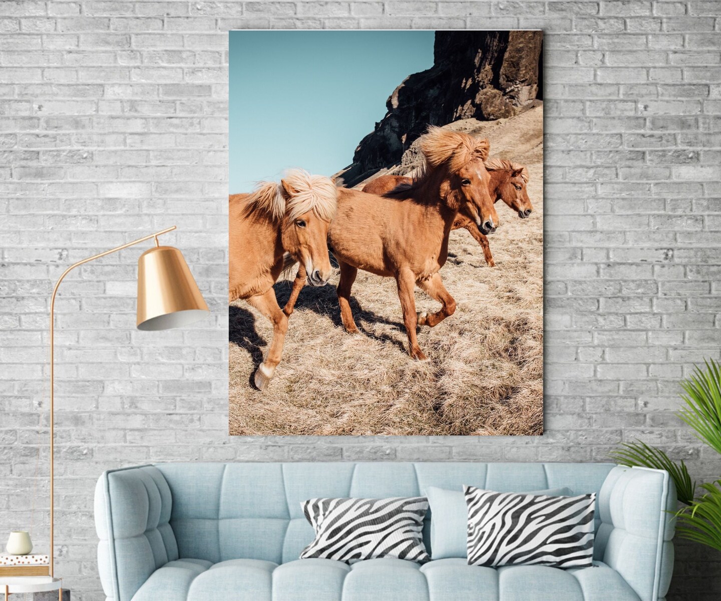 Running Horses Wall for Wall D&#xE9;cor Classic Framed Canvas