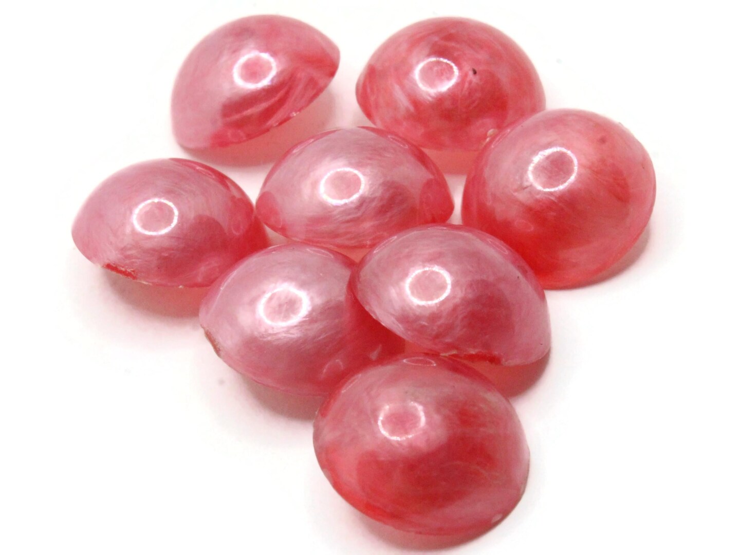 8 18mm Vintage Plastic Round Pink Shank Buttons