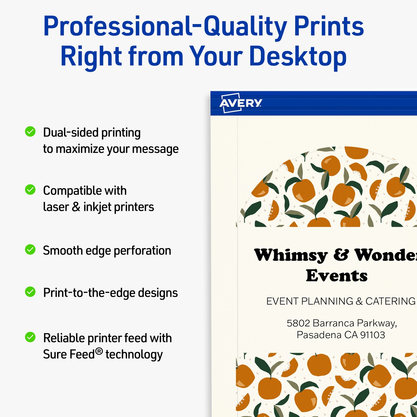 Avery Printable Arched Flat Cards, Sure Feed Technology, 4-3/4&#x22; x 3-1/2&#x22;, Matte Ivory Cardstock, Print-to-The-Edge, Laser/Inkjet Printable, 40 Total
