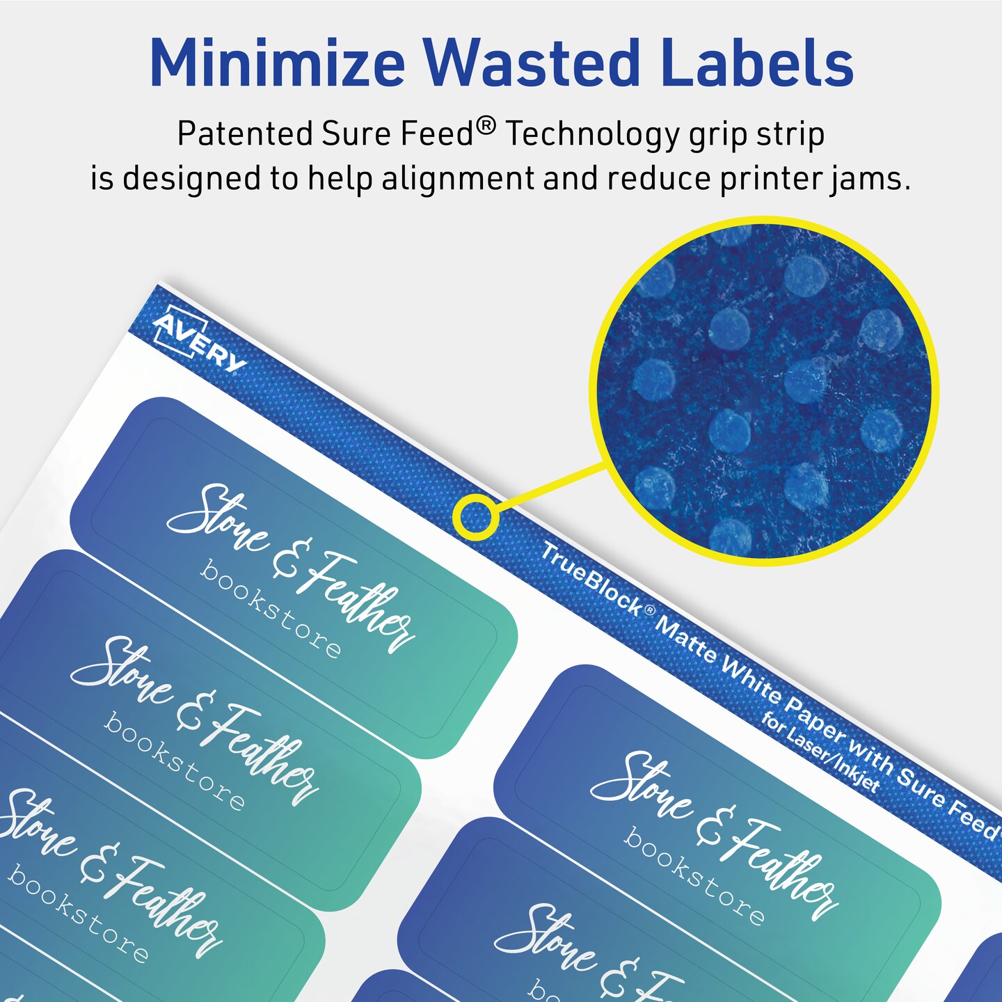 Avery TrueBlock Matte White Paper Labels, 3/4" x 2-1/4" Rectangle