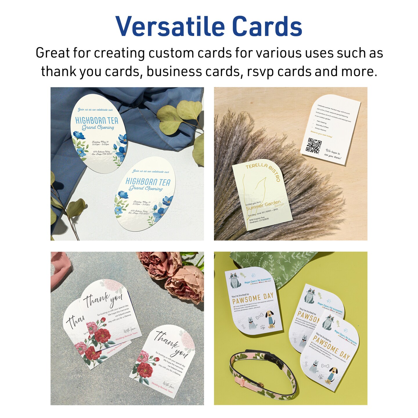 Avery Printable Oval Flat Cards, Sure Feed Technology, 4" x 6", Glossy White Cardstock, Print-to-The-Edge, Laser/Inkjet Printable, 20 Total, Great for Product Branding, Marketing, and More