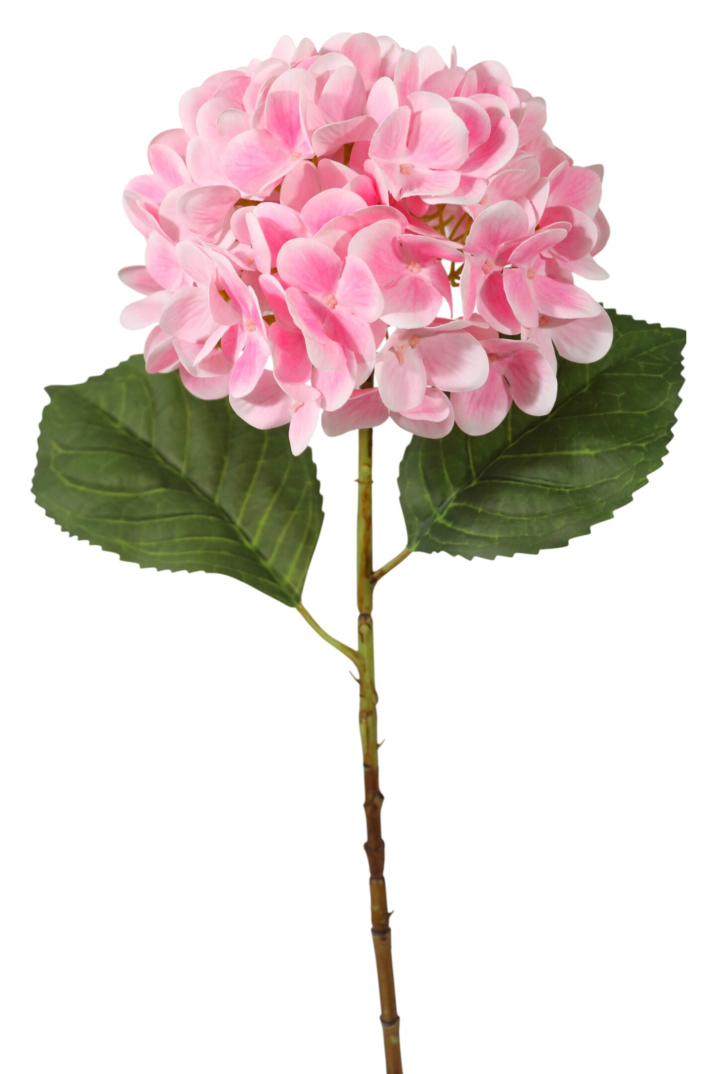 17.75&#x22; Pink Hydrangea Stem &#x2013; 8&#x22; Bloom, Lifelike Faux Flower Decor