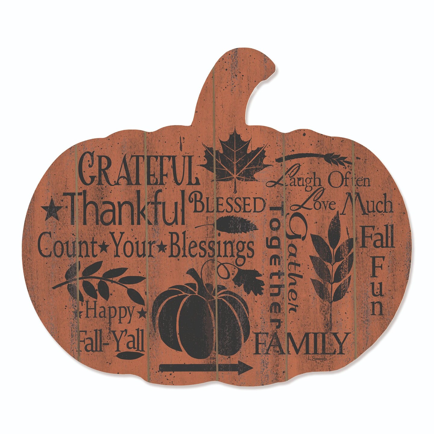 Penny Lane Publishing 17" Orange and Black Fall Sentiments Pumpkin Hanging Thanksgiving Wall Decor