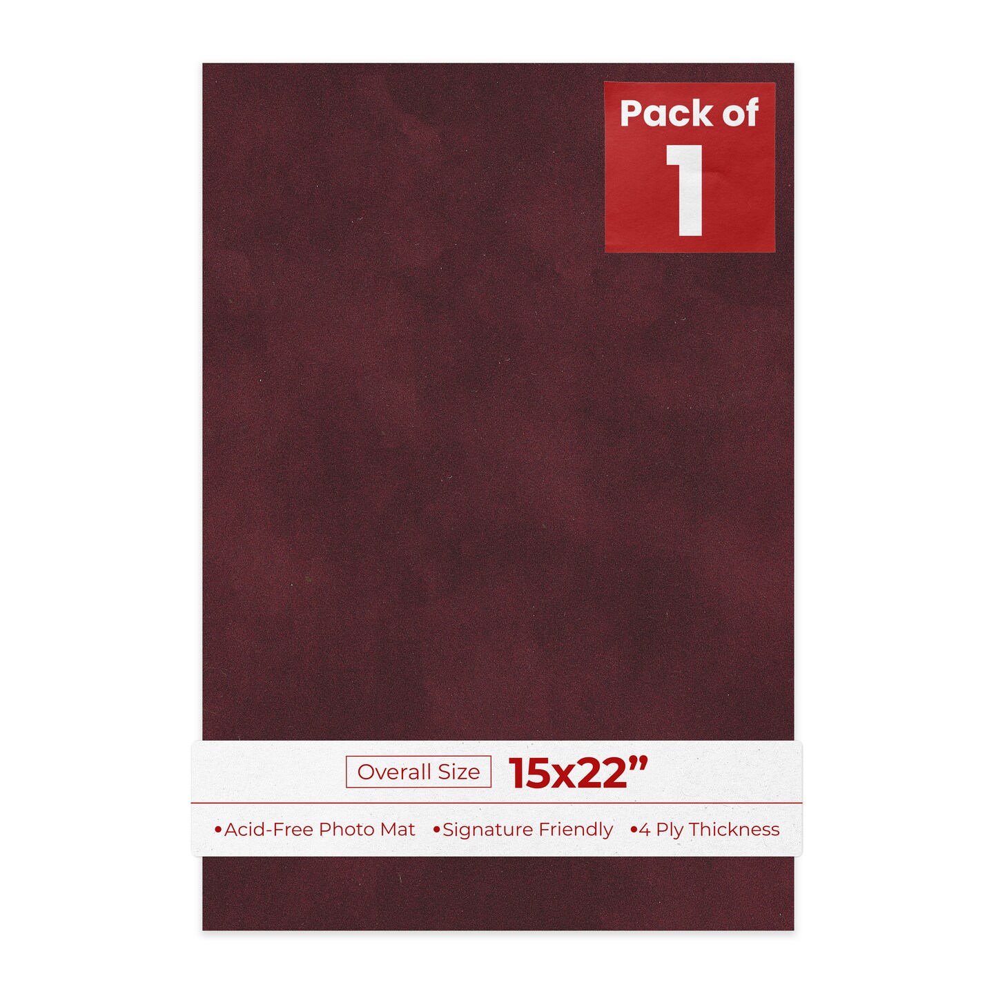 Dark Red Suede 15x22 Uncut Mat Board - Blank Sheets, No Opening