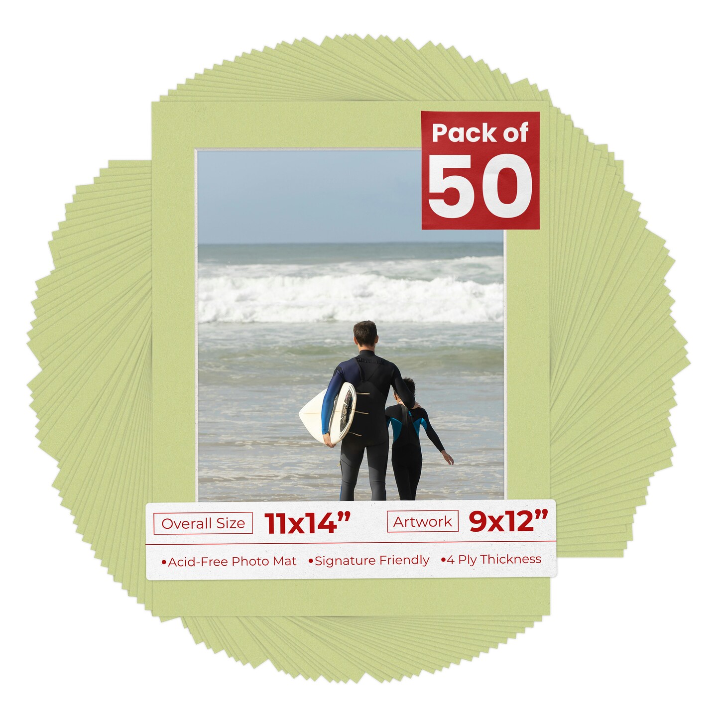 Pistachio Green Mat Board for 11x14 Frames - Fits 9x12 Photos