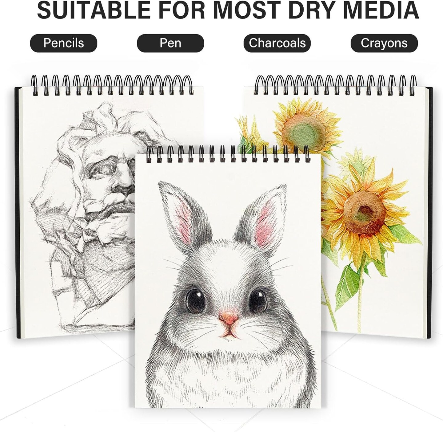 Black Sketchbook Hardcover 100 Sheets (68lb/120gsm) Acid Free Art Paper for Drawing