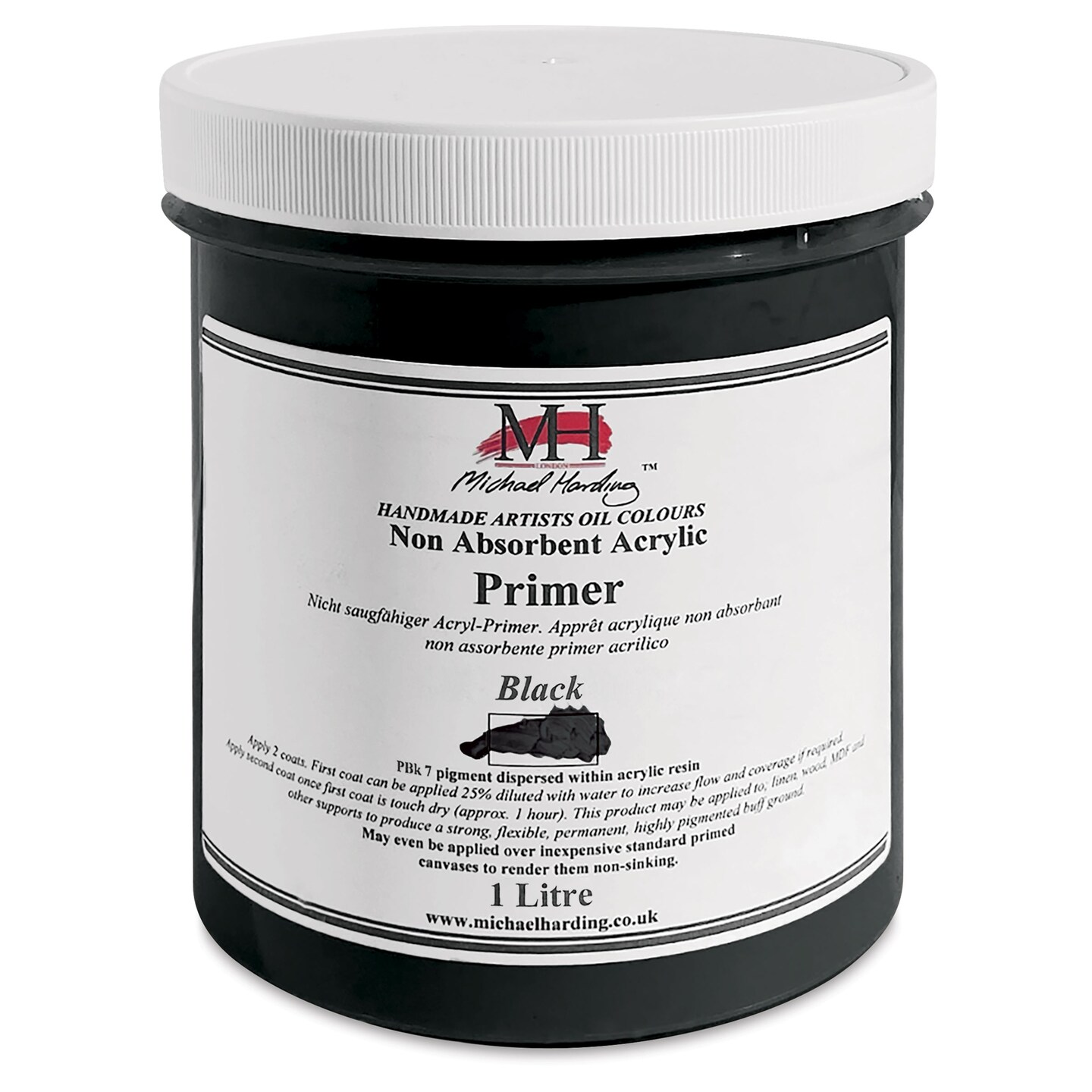 Michael Harding Non-Absorbent Acrylic Primer - Black, 1 Liter, Jar