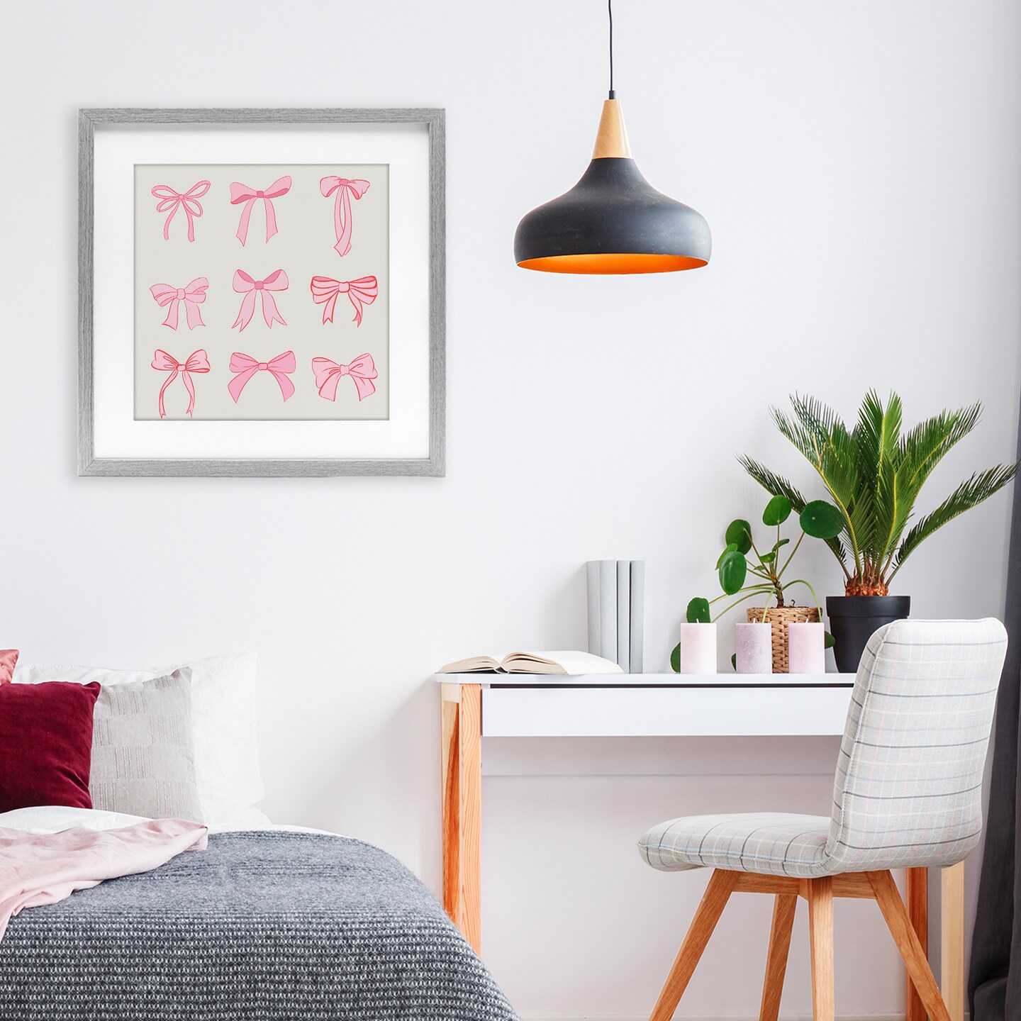 Stupell Industries Pink Coquette Ribbons Framed Print Under Glass, design by Emily Navas