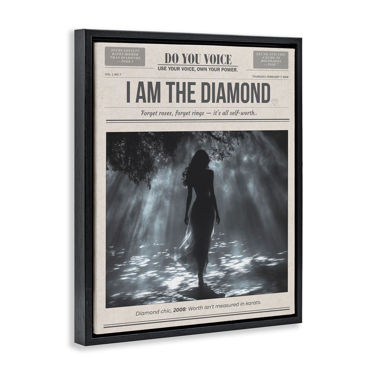 Stupell Industries Diamond Chic Newspaper Floating Frame, design by A Barefoot Stylist