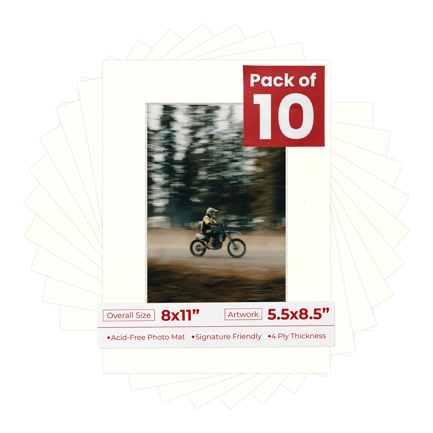 Antique White Mat Board for 8x11 Frames - Fits 5.5x8.5 Photos