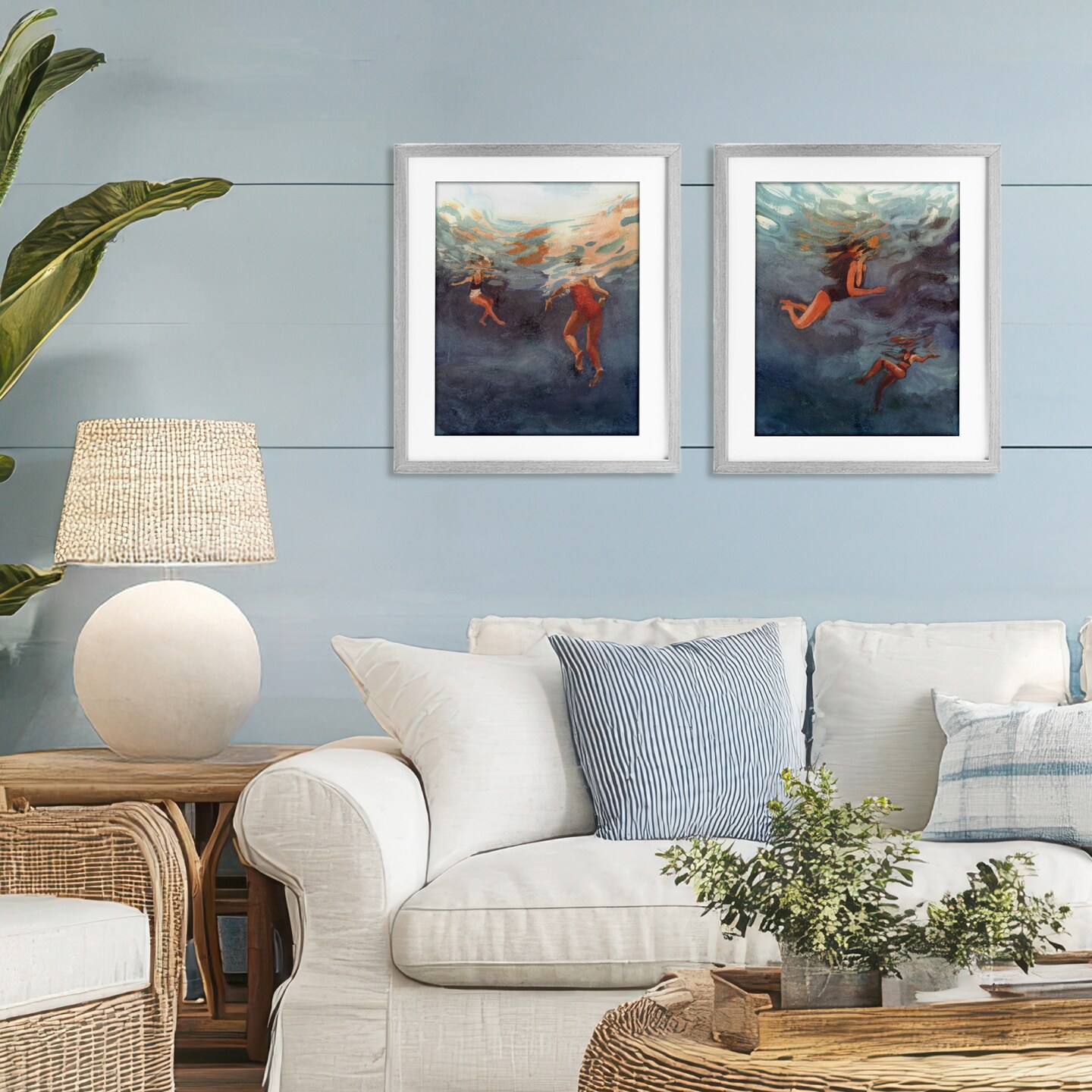 Stupell Industries Swimming Summer's Dance 2pc Framed Print Under Glass Set, design by Victoria Barnes