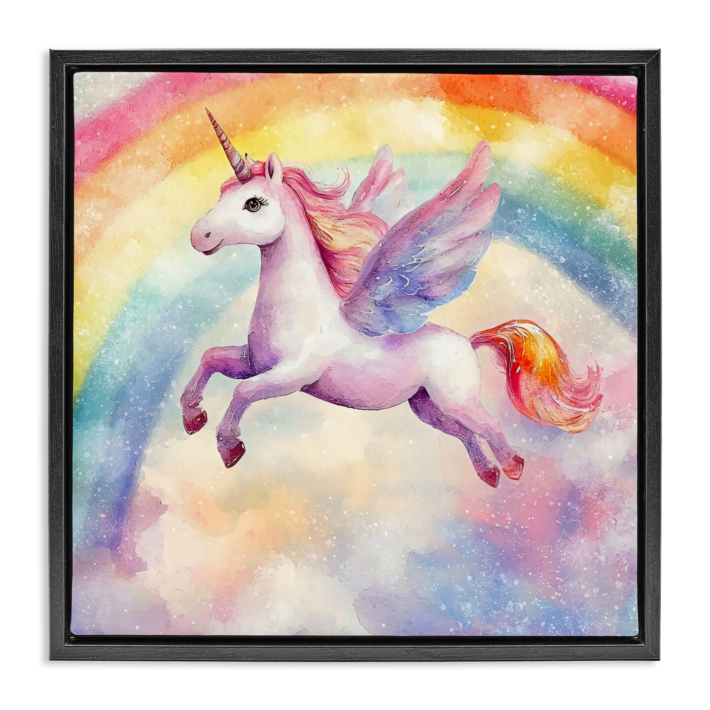 Stupell Industries Flying Unicorn In Rainbow Sky Floating Frame, design by Creative Studio