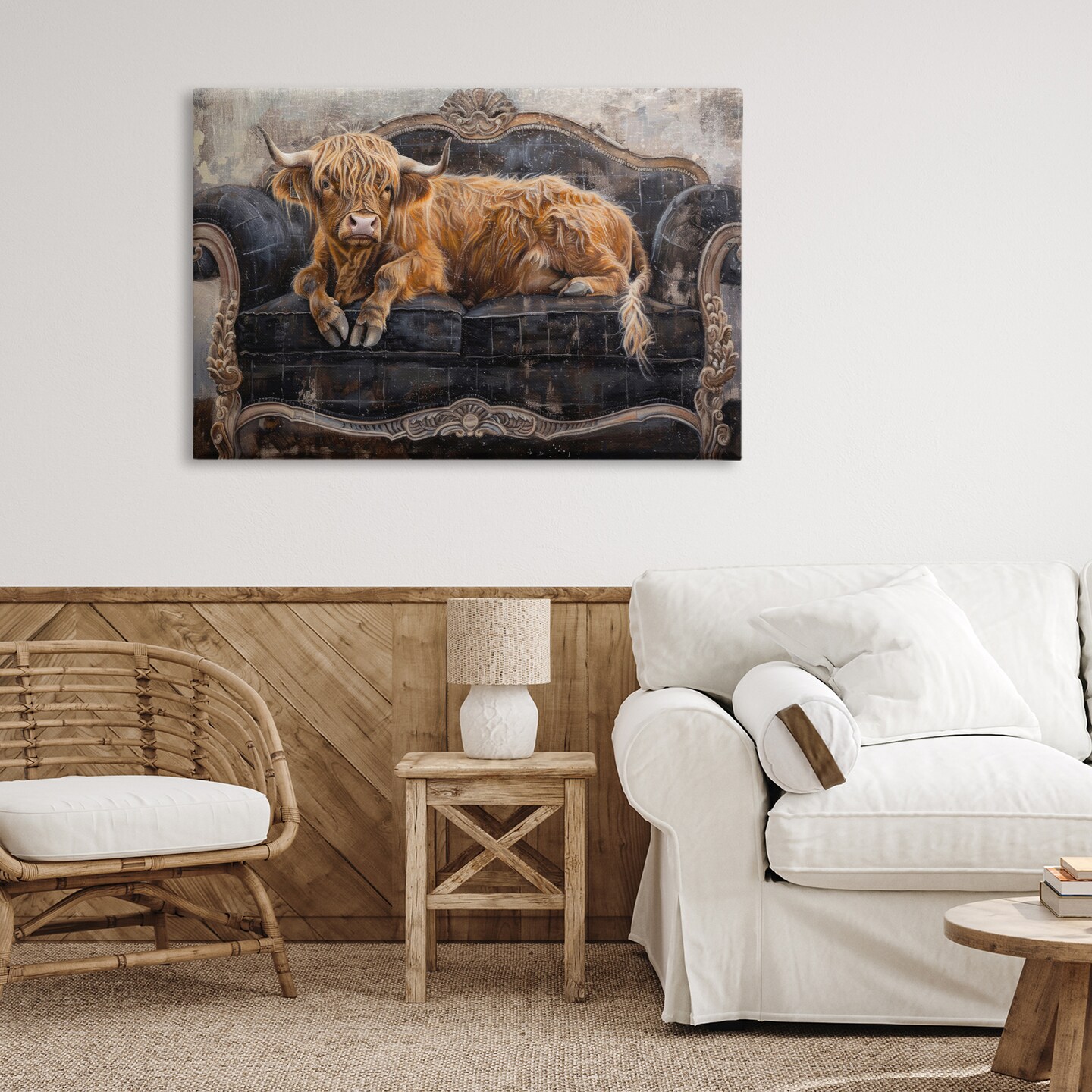 Stupell Industries Cozy Couch Highland Cow Canvas, design by Tina LeCour