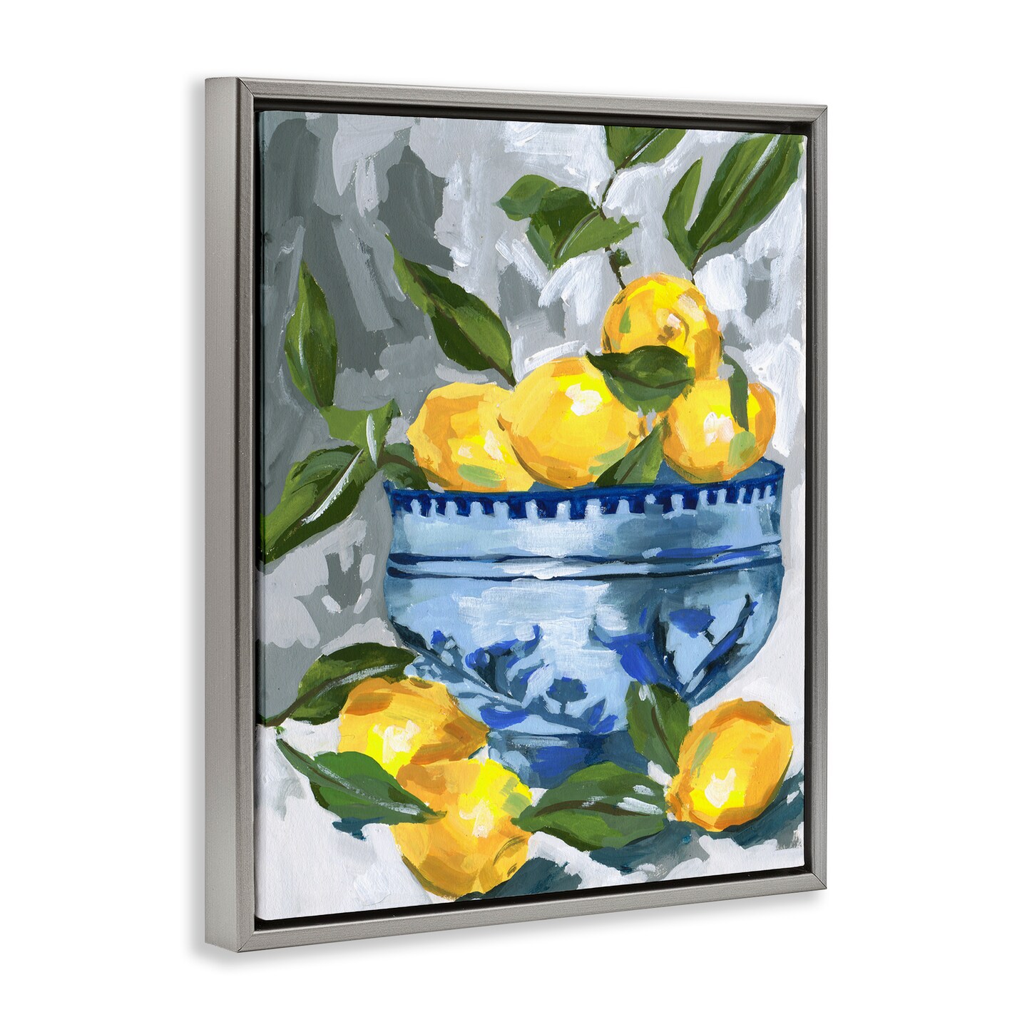 Stupell Industries Indigo & Lemon Bowl Floating Frame, design by Melissa Wang