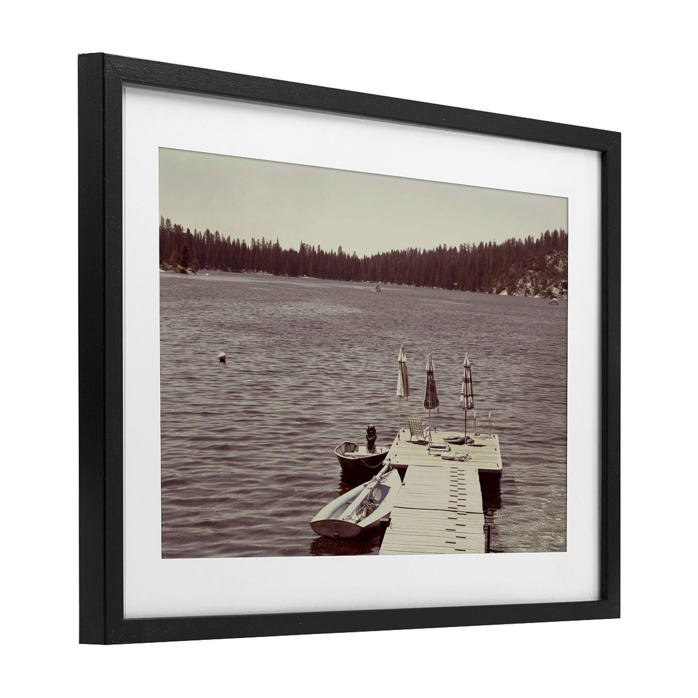 Stupell Industries Vintage Lake Life Dock Framed Print Under Glass, design by Gemma Bardot