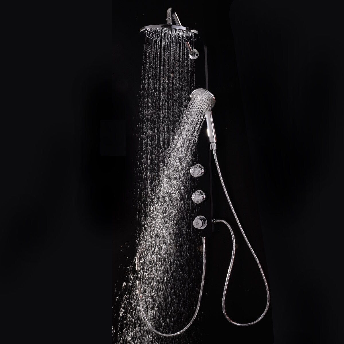 Tempered Glass Shower Column Body Joints with Hand and Head Shower