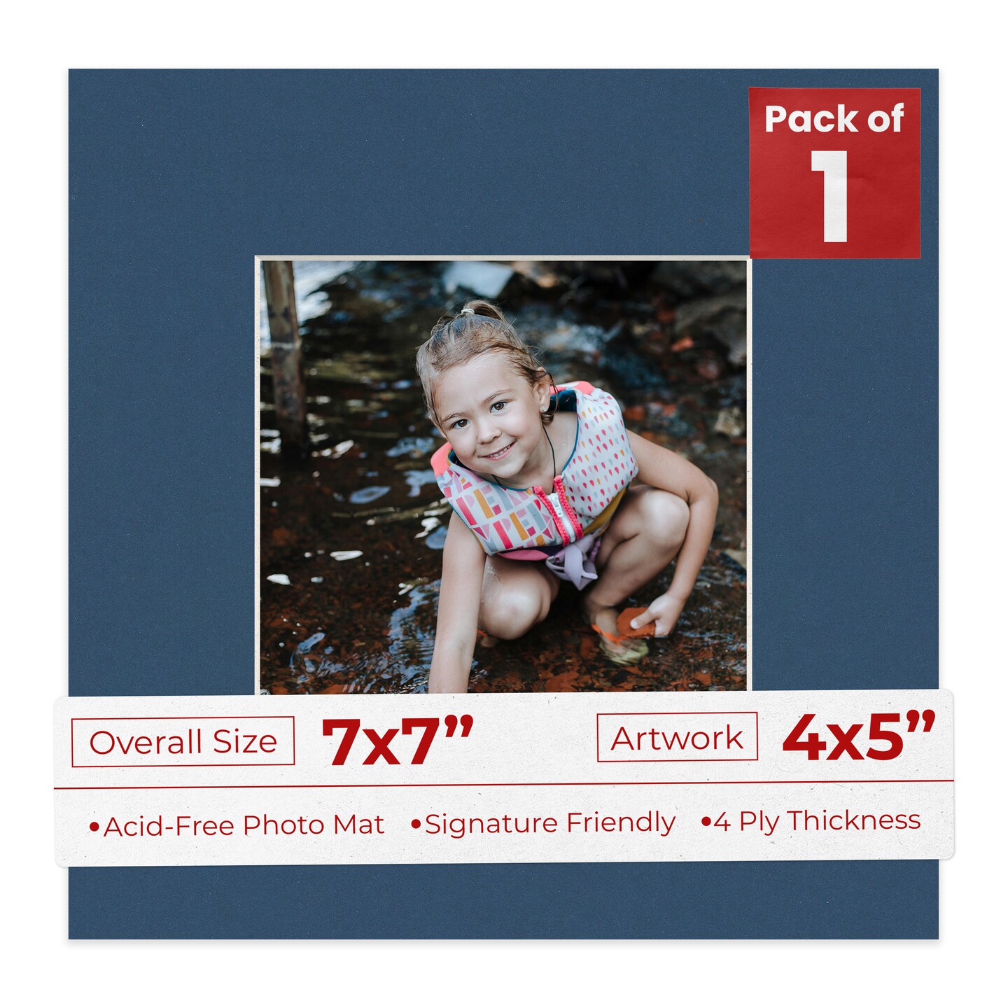 Ink Blue Mat Board for 7x7 Frames - Fits 4x5 Photos, Color: Blue, Count ...