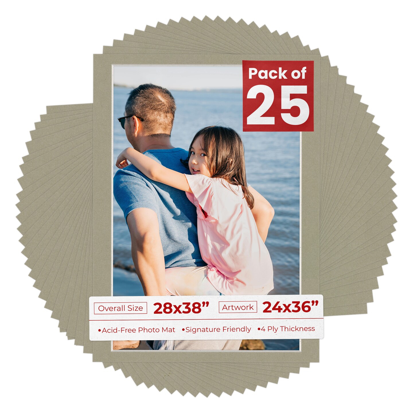 Umber Green Mat Board for 28x38 Frames - Fits 24x36 Photos, Color ...