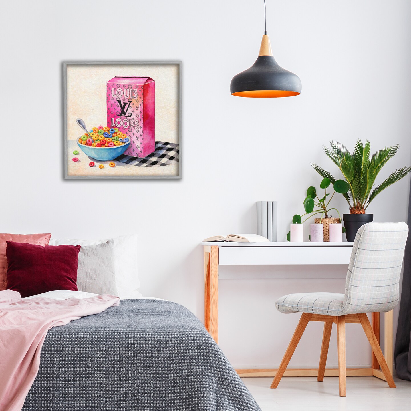 Stupell Industries Fashion Loops Cereal Framed Giclee, design by Grotto Studios