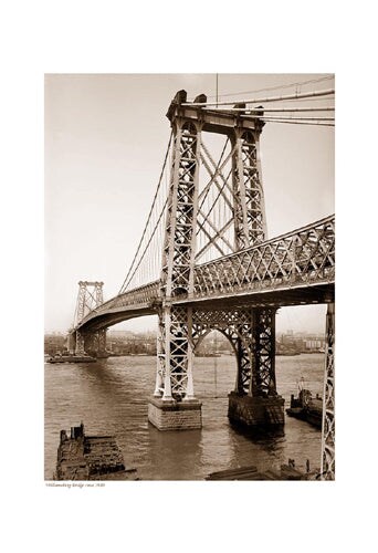 Framed Art Williamsburg Bridge, circa 1910 Sepia - Vintage New York City