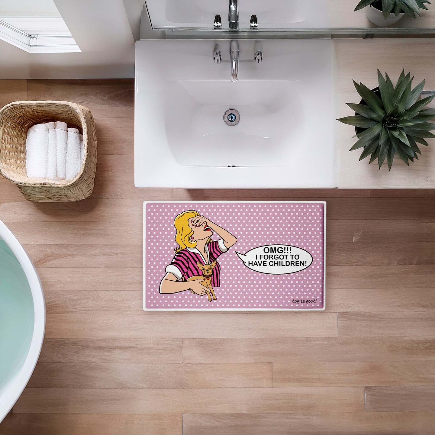 Stupell Industries Cant Live Without Dogs Ergonomic Non Slip Bath Mat Recycled Cushioned, 18"x30"