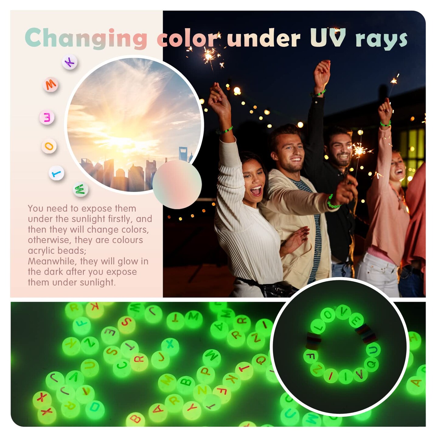 Clay Beads Friendship Bracelet Making Kit, 2 Boxes 7200 Pcs Clay Beads 24 Colors Flat Disc Heishi Bead for Jewelry Making Preppy Set with Glow Number Letter Bead