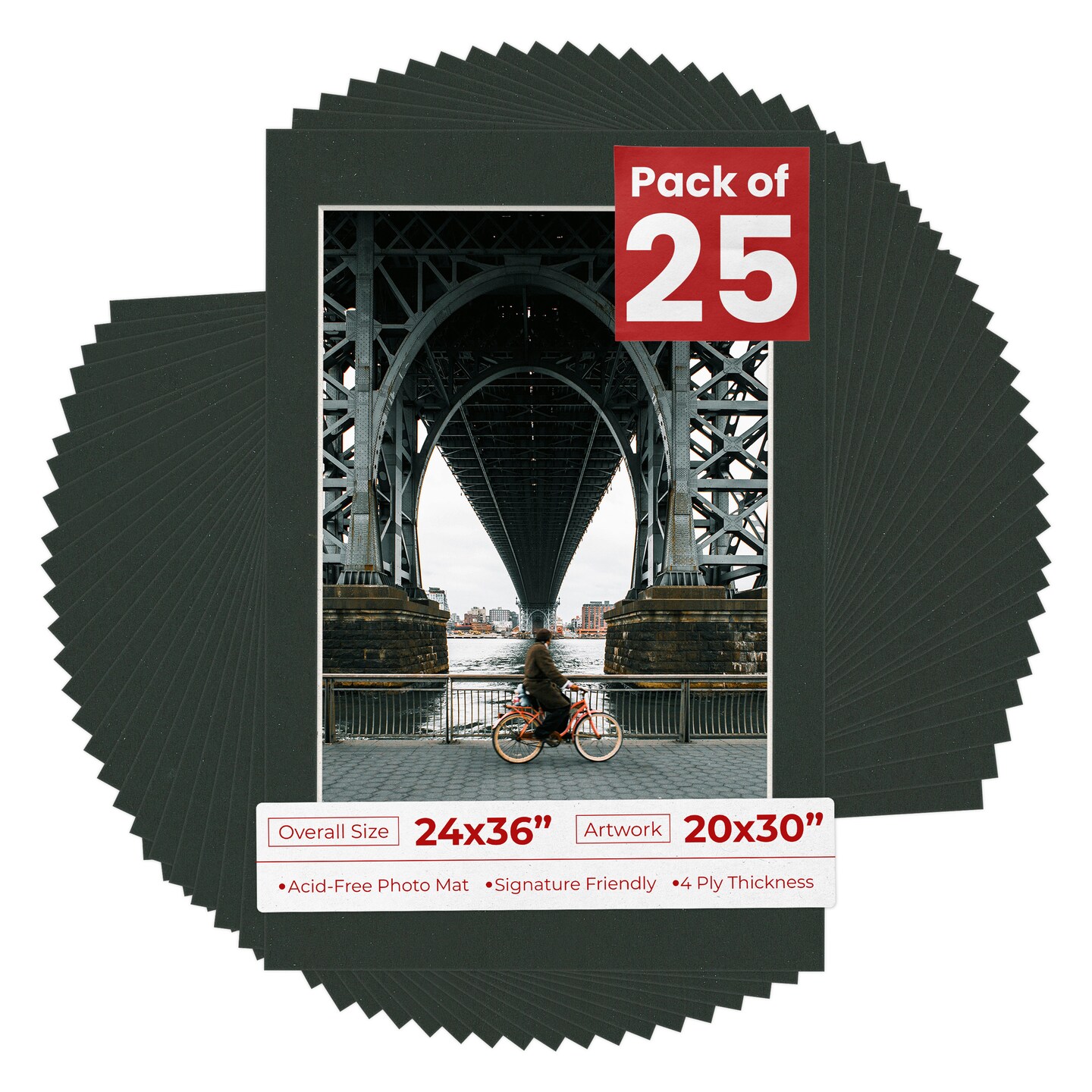 Textured Black Mat Board for 24x36 Frames - Fits 20x30 Photos