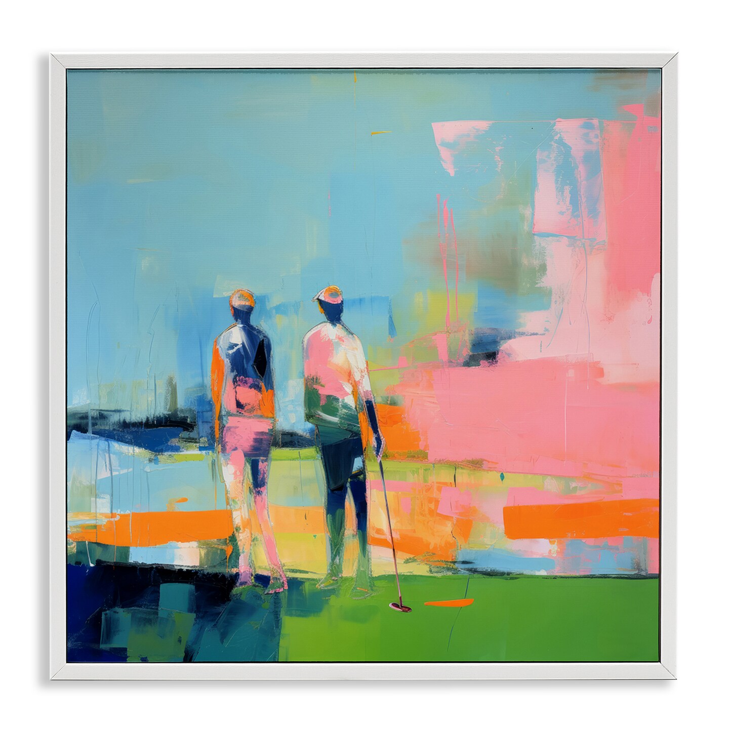 Stupell Industries Abstract Golfing Scene Framed Giclee Wall Art Design by Irena Orlov