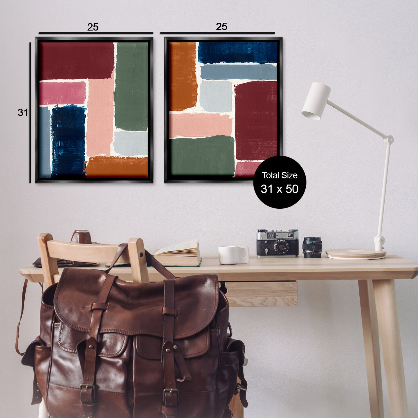 Stupell Industries Abstract Modular Color Block 2 pc Framed Floater Canvas Wall Art Set Design by Victoria Barnes