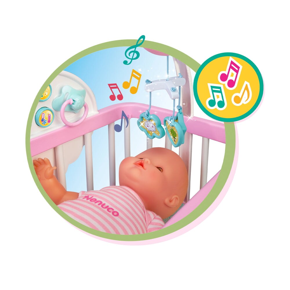 Nenuco Good Sleep Cradle with Baby Doll, Crib, and Accessories, 14&#x22; Doll