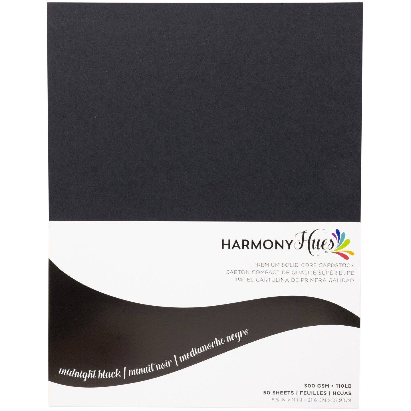 Cardstock 8.5 x 11 Paper Pack - 110 lb Card Stock for Crafts, Cardmaking, Scrapbooks - 50 Heavyweight Double Sided Sheets - Solid Core, 300 GSM, Midnight Black