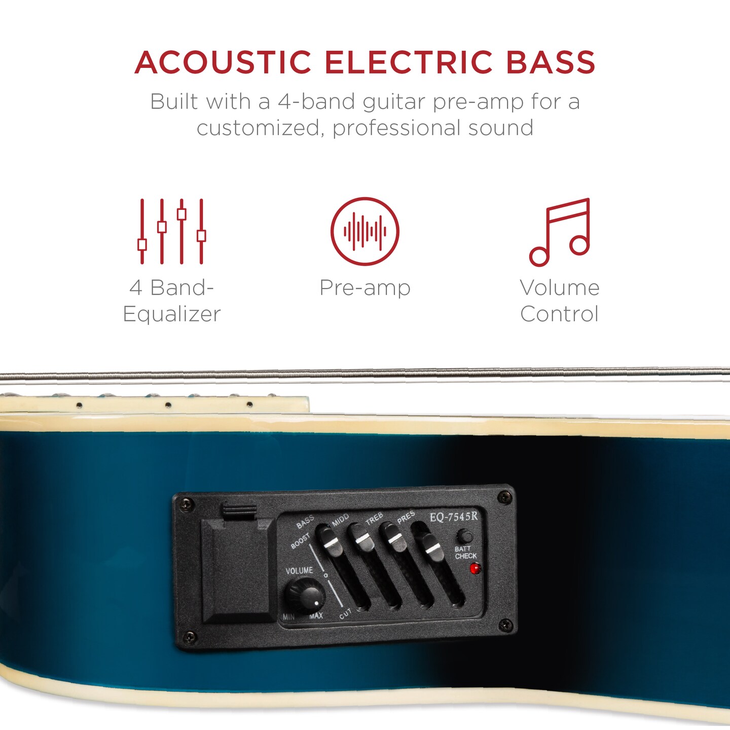 Best Choice Products 22-Fret Full Size Acoustic Electric Bass Guitar w/ 4-Band Equalizer, Truss Rod