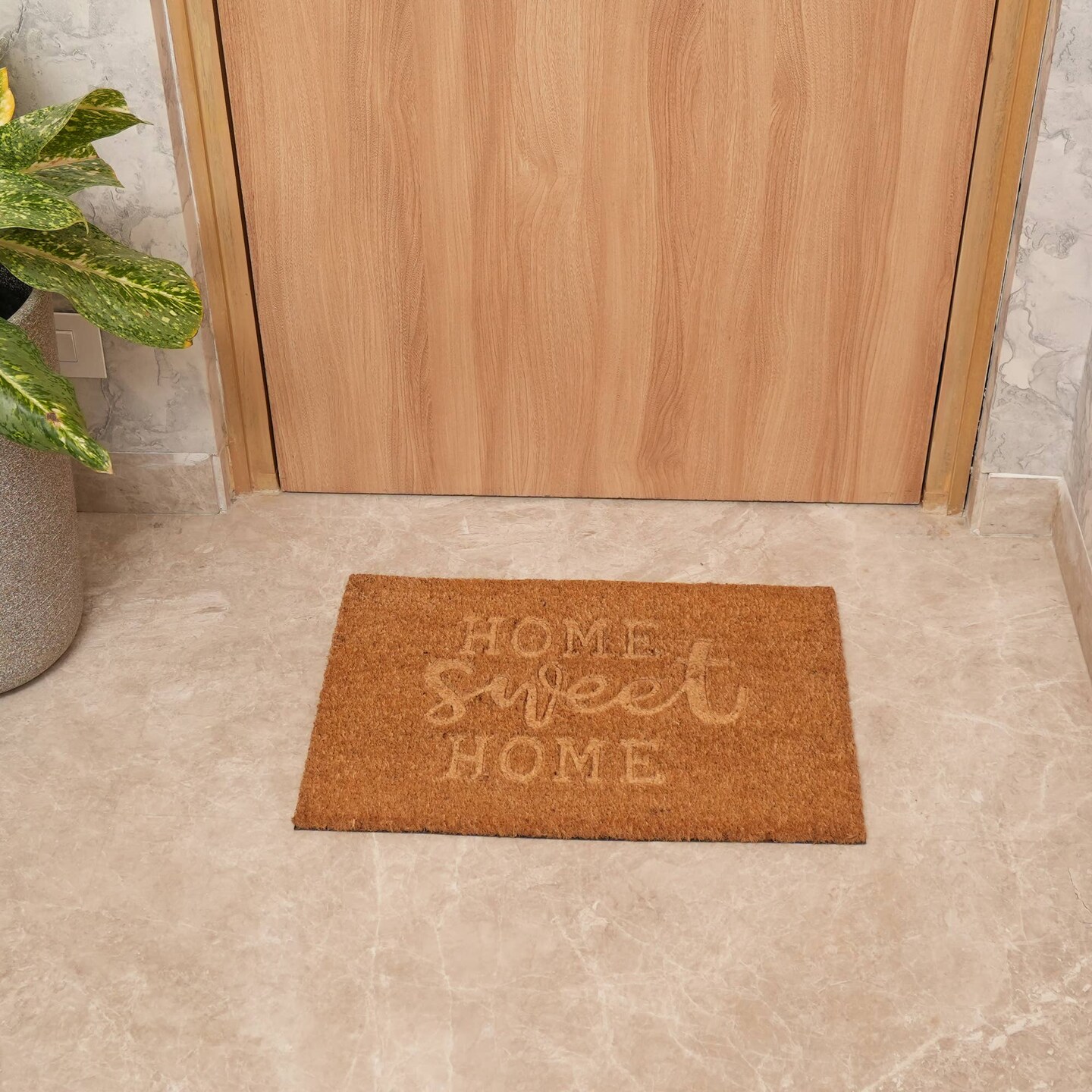 Natural Coir Door Mat with Non-Slip Backing, Indoor Outdoor Entry Doormat