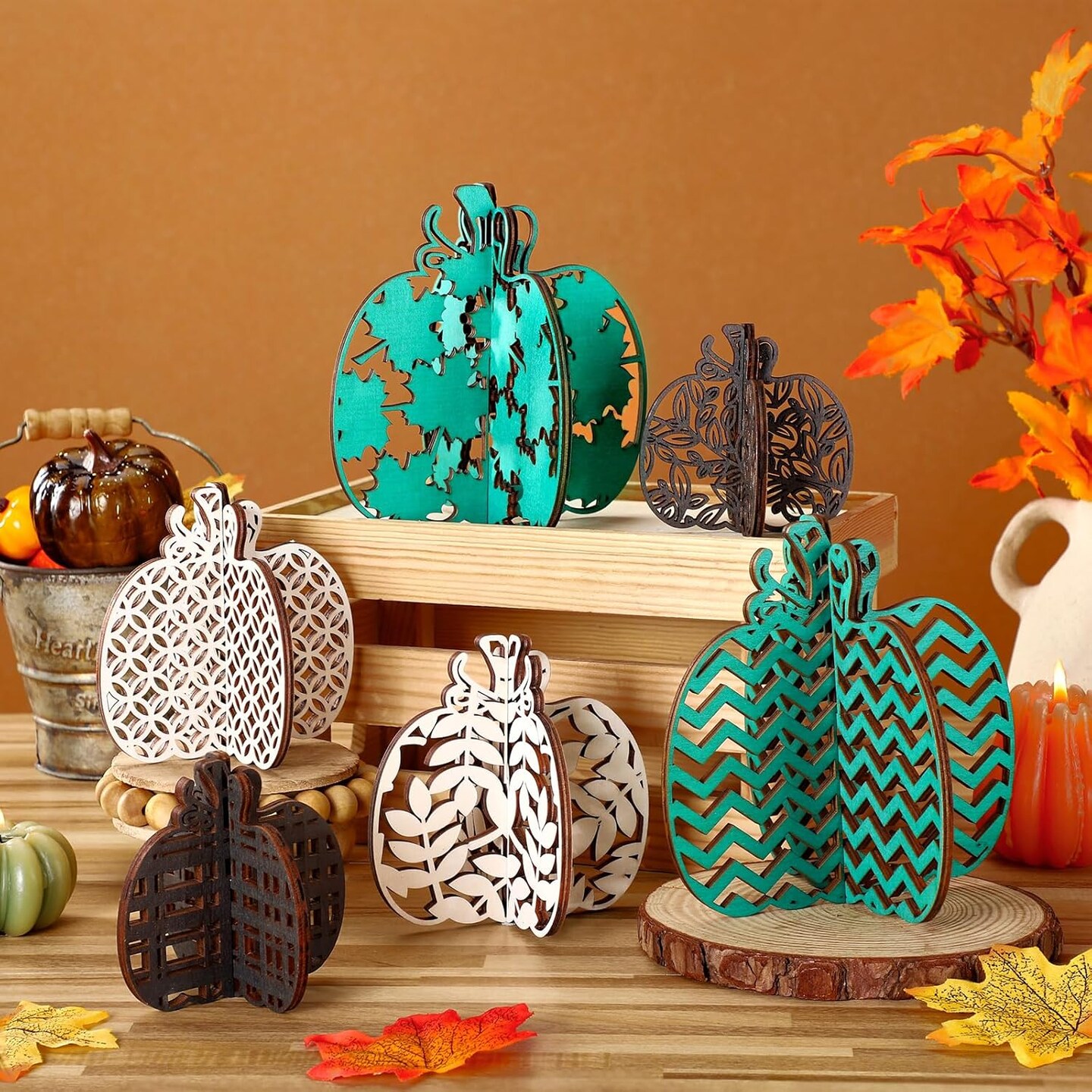 12 Pcs Fall Pumpkin Tabletop Decor