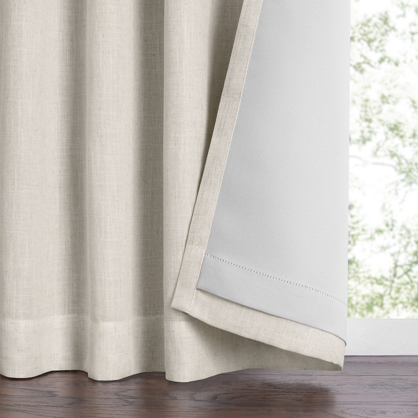 Threadmade Home Harrow Solid Texture Blackout Window Curtain Panel, Natural - 52"W x 108"L
