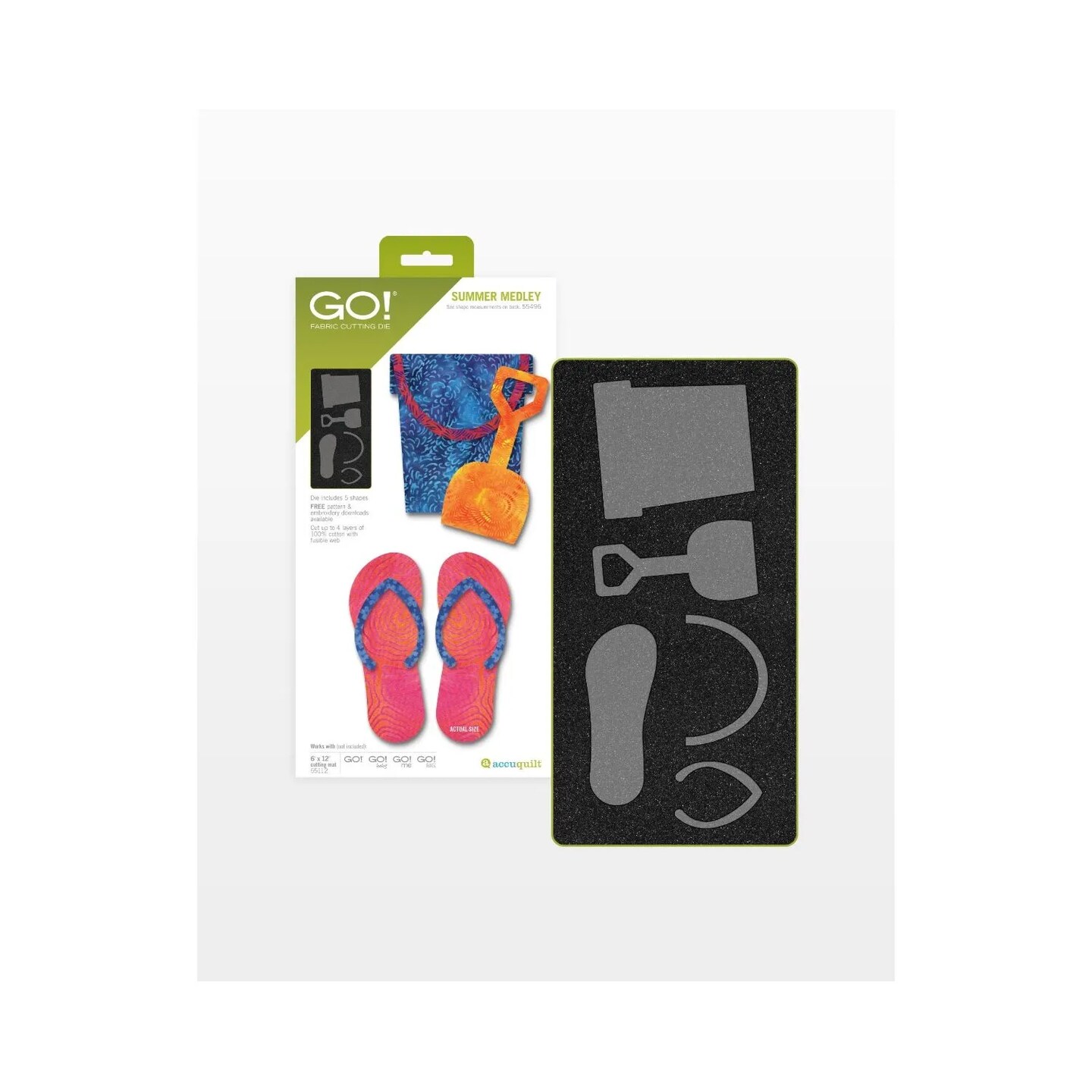 AccuQuilt GO! Summer Medley Die – Beach Appliqué Quilting Die, 6" x 12"