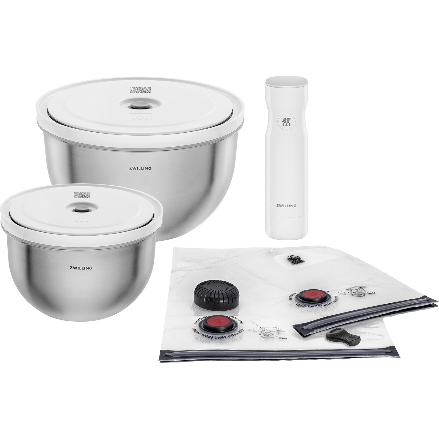 ZWILLING Fresh & Save BOWLS 9-pc Stainless Steel Vacuum Bowl Starter Set
