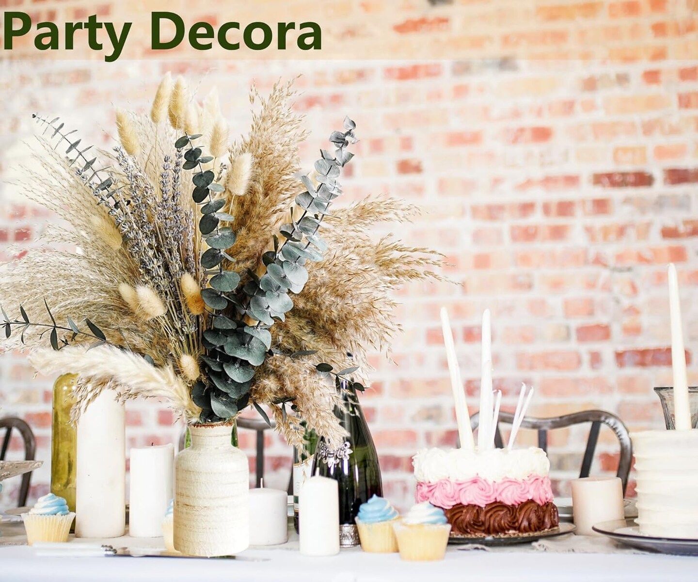 Green Pampas Grass Boho Bouquet &#x2013; Exquisite Lavender and Eucalyptus Dried Flower Arrangements for Western Boho Decor &#x2013; Rustic Flowers for Your Bohemian Home, Bedroom, and Wedding Table D&#xE9;cor