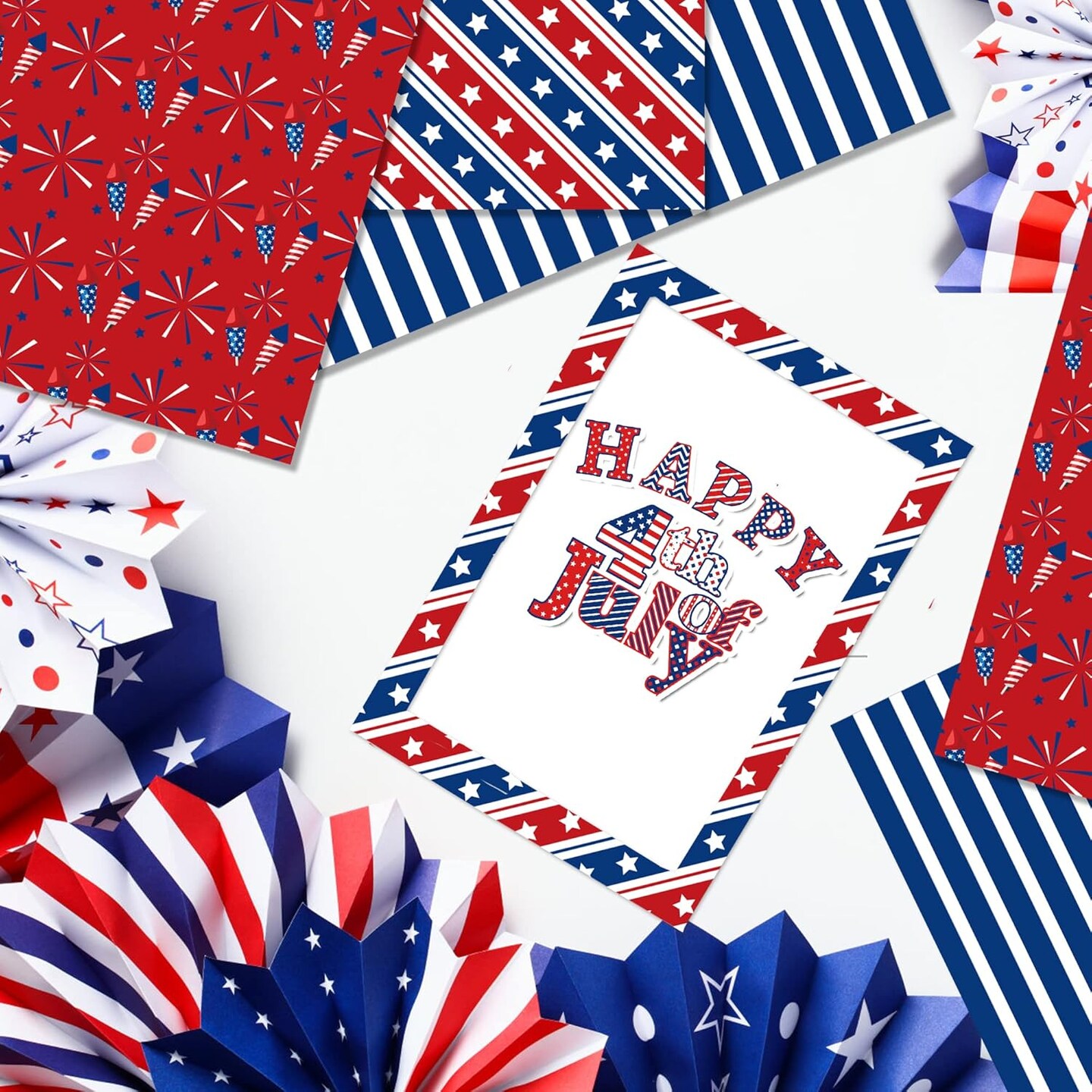 Patriotic American Flag Double-Sided Paper,
