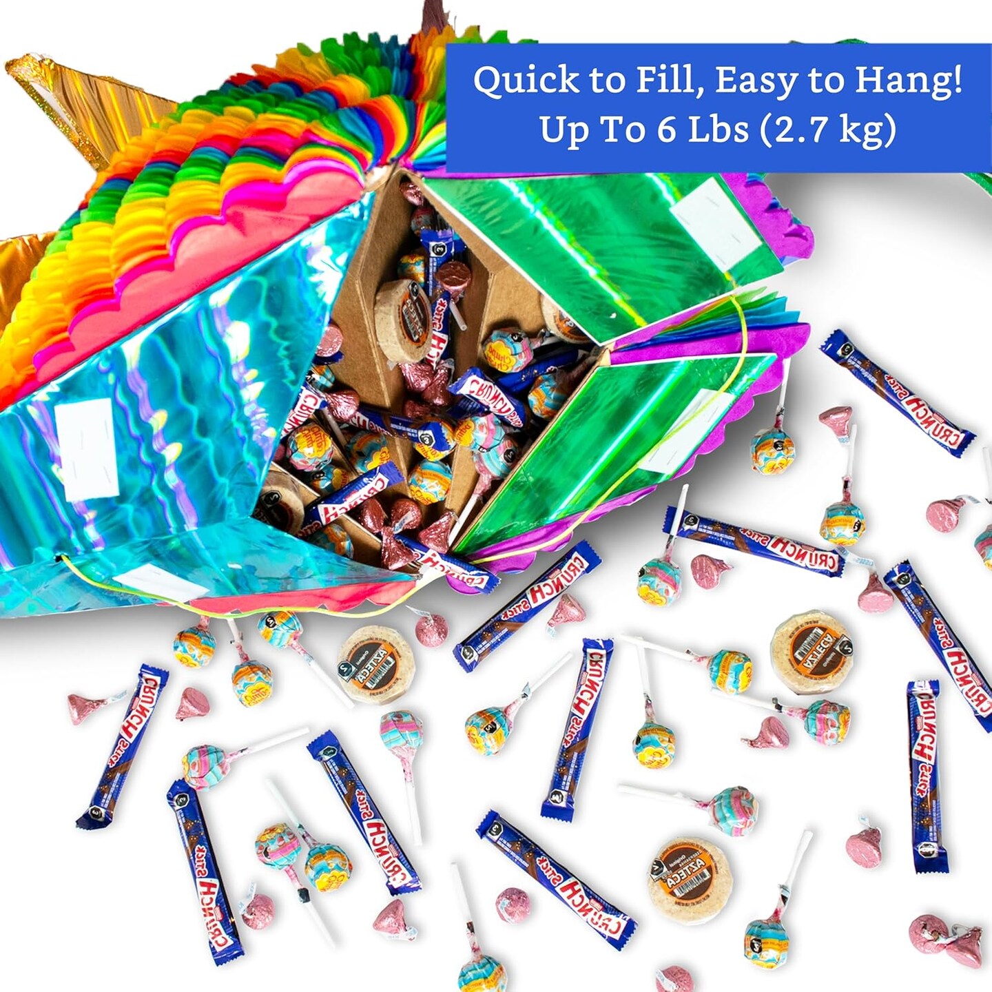 Mexican Piñata (Medium 26 inches) - Rainbow Piniata - Authentic Handmade Foldable Large Pinata for Birthday Party - Piñatas para Cumpleaños - Mexican Star Pinata - Cinco de Mayo Pinatas