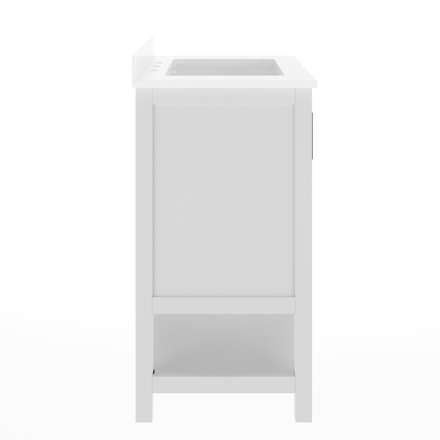 Merrick Lane Vigo Bathroom Vanity with Ceramic Sink, Carrara Marble Finish Countertop, Storage Cabinet with Soft Close Doors and Open Shelf