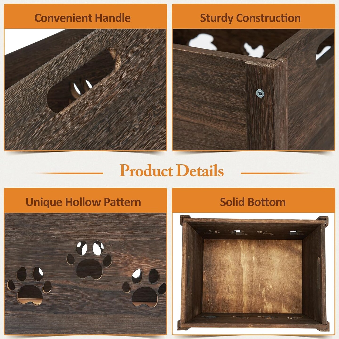 2 Pack, Hollow Claw Wooden Crates for Display