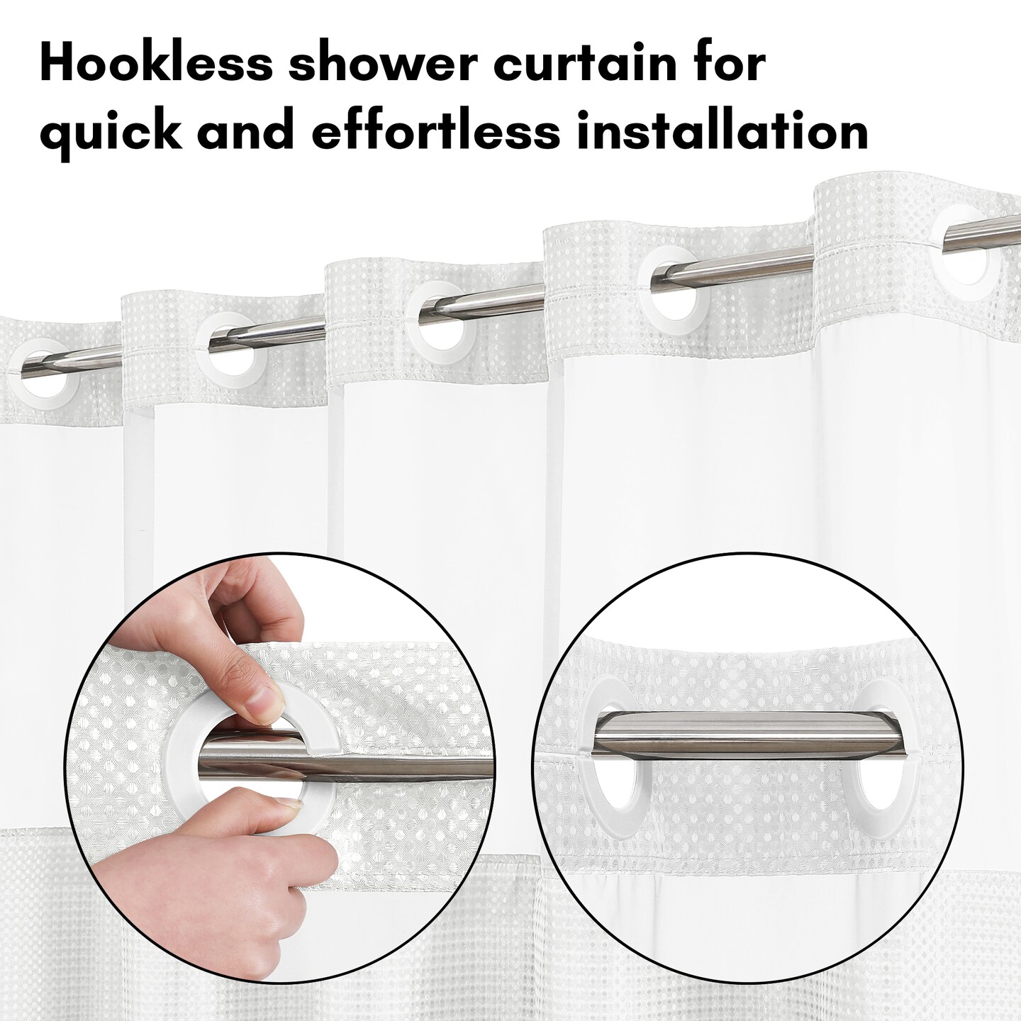 Americanflat 72x75 Hookless Waffle Pattern Shower Curtain - Water-Resistant Long Shower Curtain with Sheer Panel, Snap-In Liner, and Grommets