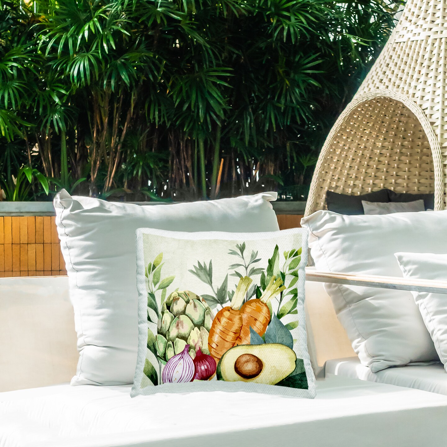 Stupell Industries Organic Vegetable Harvest Outdoor Printed Pillow design by Kim Allen, 18 x 7 x 18
