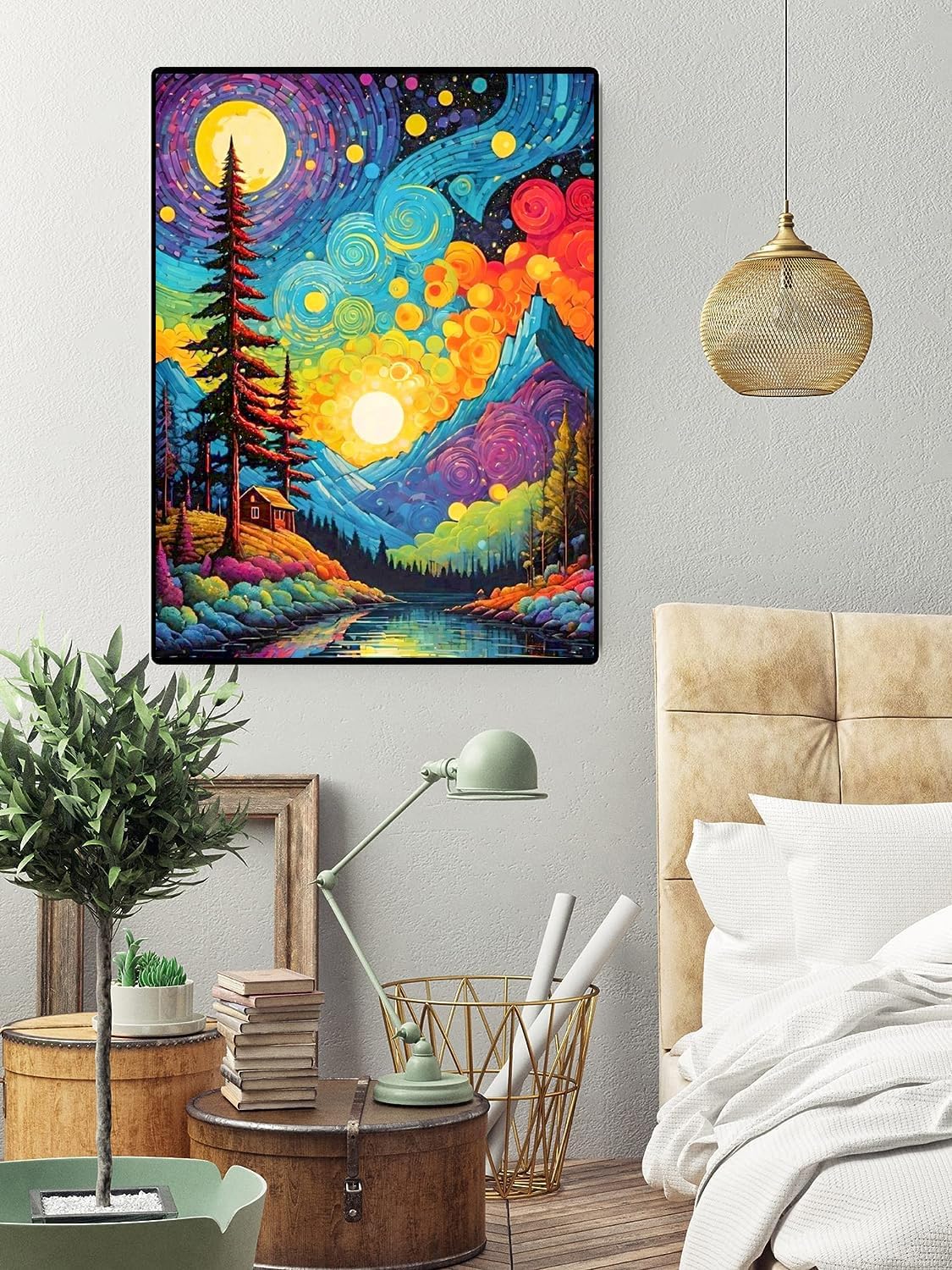 Van Gogh Diamond Art Kits for Adults Starry Sky Diamond Painting Kits for Adults, Full Drill Round Abstract Landscape Gem Art Kits for Home Wall Decor 12x16in