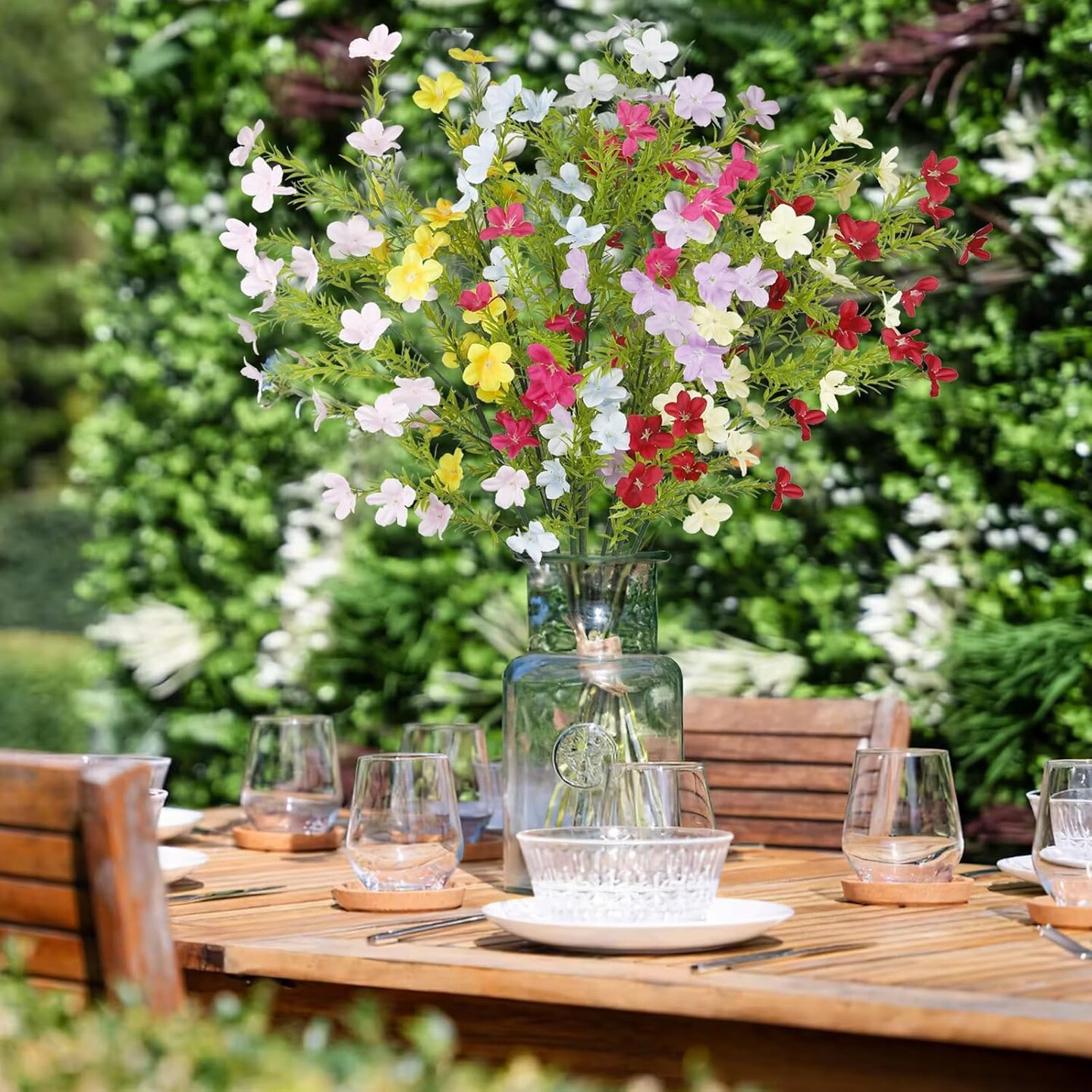 8 Pcs Summer Floral Arrangement &#x2013; Artificial Spring Flowers, Fake Wildflowers Bouquet, 35&#x22; Floral Stems for Vase, Home and Table Centerpieces (8 Colors)