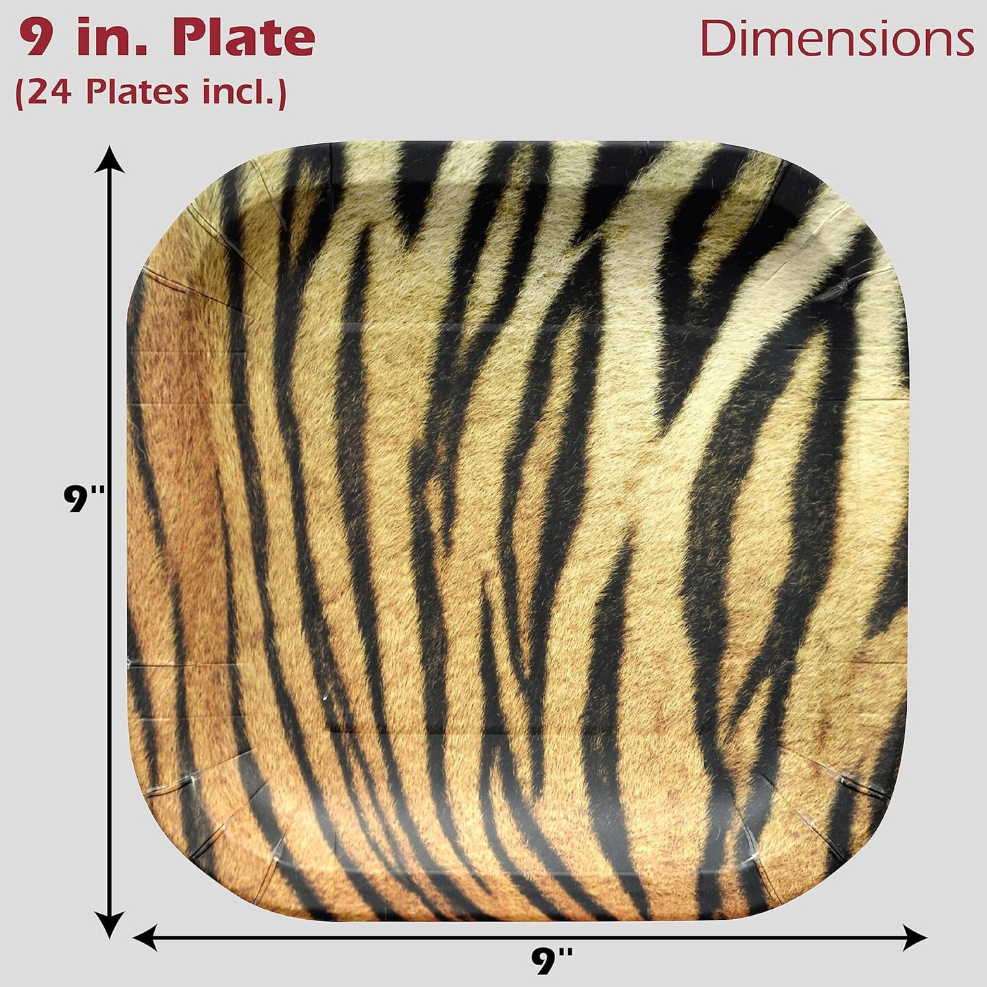 Tiger Theme Party Pack for 24 Guests! Photo-Realistic Tiger Supplies for a Roaring Good Birthday, Football, or any Big Cat Event! Includes 24 Dinner Plates &#x26; 24 Side Plates