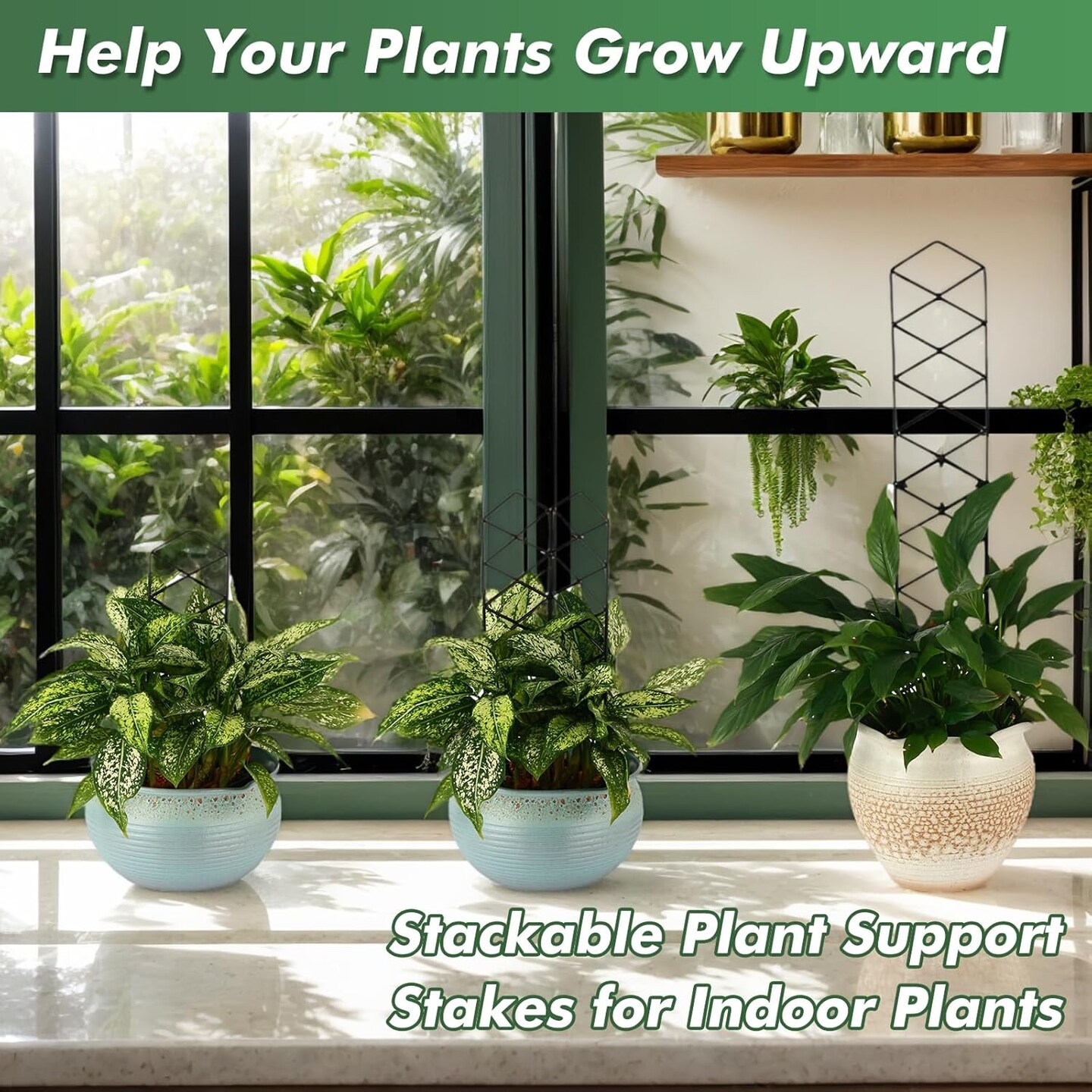Stackable Metal Trellis for Potted Plants - 4 Packs