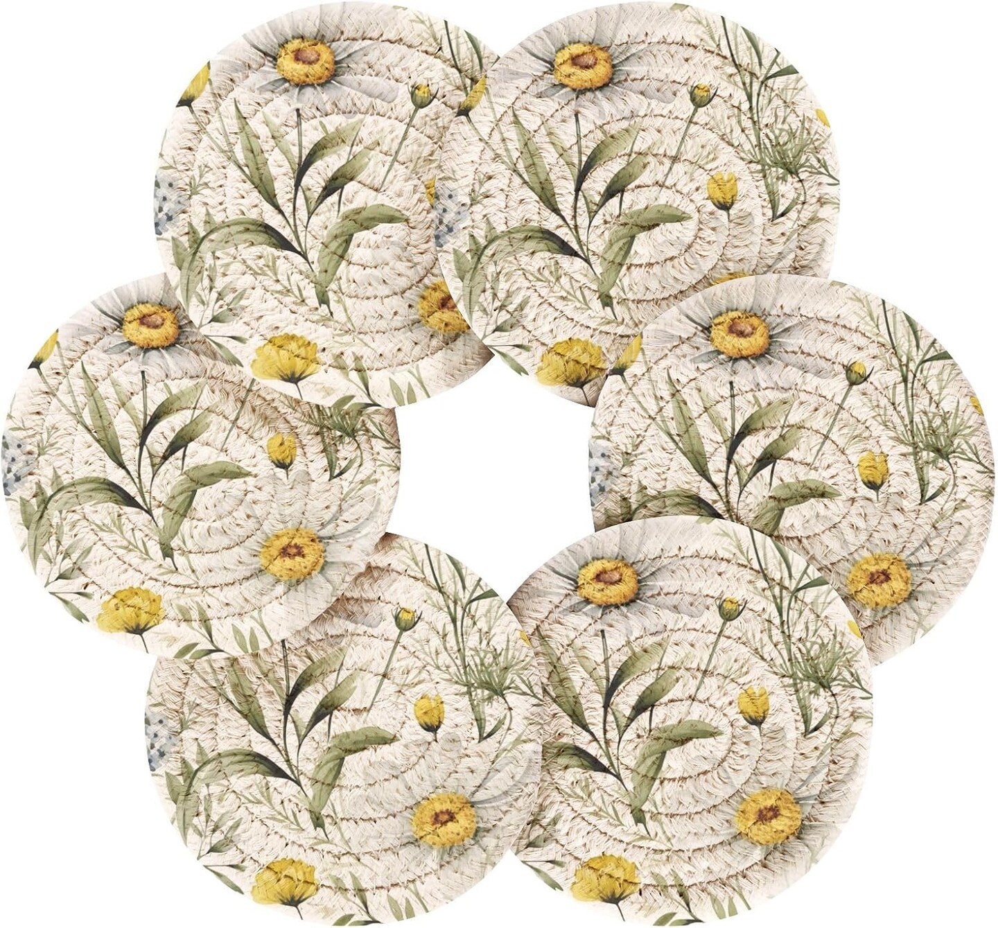 6 Pcs Minimalist Woven Coasters with Holder for Home Decor