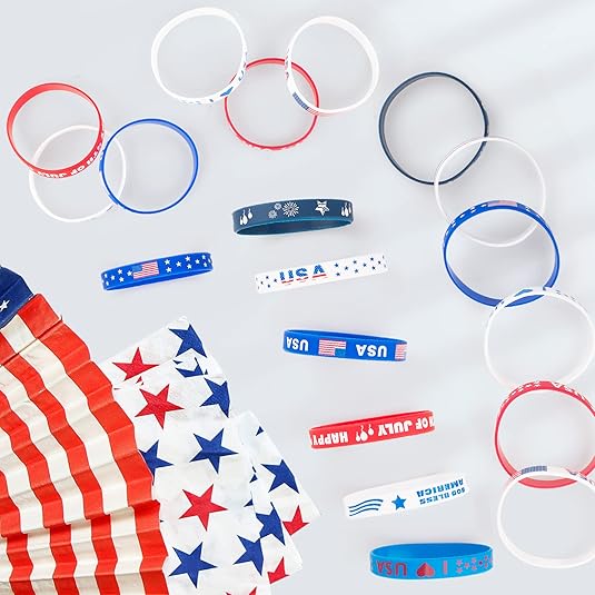 36pcs 4th of July Rubber Bracelets Silicone